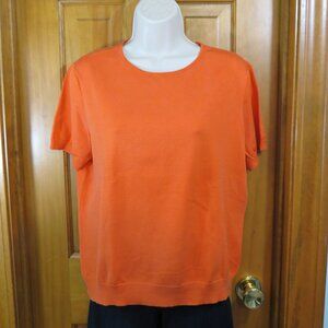 Ralph Lauren Women's Sweater Short Sleeve Orange Silk Blend Size XL